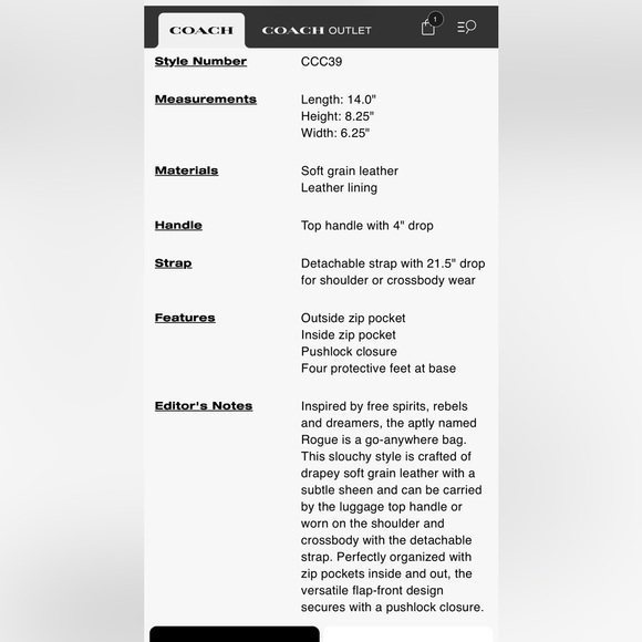 Coach Slouchy Rogue black - Picture 13 of 13